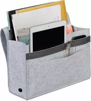 Relaxdays Betttasche mit Klettverschluss Grau