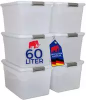 PROREGAL&reg; Aufbewahrungsbox mit Deckel 30-60 Liter Kunststoff Transparent...