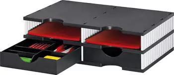 styro Papier- und Dokumentenablage styrodoc duo Set 2 Schubladen weiß/schwarz