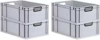 Proregal SuperSparSet 4x Eurobox Nextgen Color HxBxT 22x40x60cm 44 Liter Griffe Schwarz Offen Grau Eurobehälter Transportbox Transportbehälter