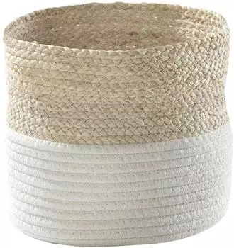 casa NOVA Aufbewahrungskorb Weiß Braun Baumwollseil Ø 22 cm