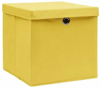 vidaXL Aufbewahrungsboxen mit Deckeln 10 Stk. 28x28x28 cm Gelb