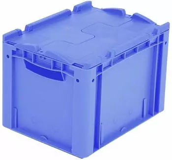 BITO Euronorm-Stapelbehälter blau Inhalt 25 l Zweiteiliger Scharnierdeckel HxLxB 270x400x300mm 25l PP Wände geschlossen Boden 2tlg. Deckel