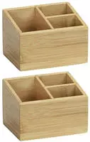 WENKO Bambus Organizer Terra 3 F&auml;cher 2er Set 2er Set, Aufbewahrungsbox, Badkorb