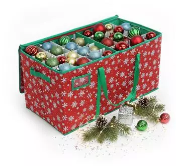 Relaxdays Weihnachtskugel Aufbewahrungsbox Weiß rün ot