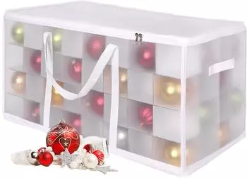 Relaxdays Weihnachtskugel Aufbewahrungsbox Wei&szlig; ransparent