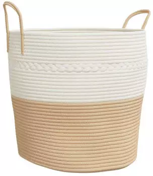 vidaXL Aufbewahrungskorb Beige und Weiß Ø43x38 cm Baumwolle