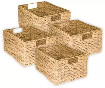 HMF 37241-S4 Aufbewahrungskorb Faltbarer Korb Wasserhyazinthe Seegras 36 x 28 20 cm
