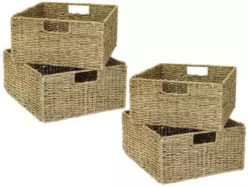 HMF 37043-S4 Aufbewahrungskorb Korb Seegras Kallax Halbes Fach 30 x 34 15 cm