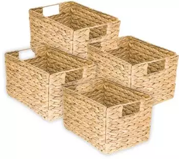 HMF 37242-S4 Aufbewahrungskorb Faltbarer Korb Wasserhyazinthe Seegras Gr&ouml;&szlig;e M 32 x 23 20 cm