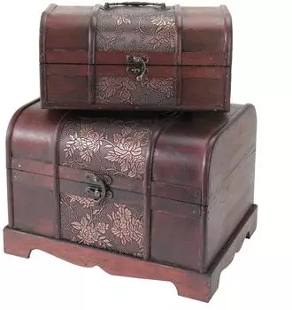 HMF 6411700 Schatztruhen Holz 2er Set Versch Größen Japan