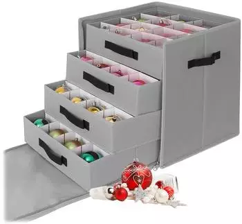 Relaxdays Weihnachtskugel Aufbewahrungsbox Grau chwarz