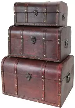 HMF 6406700 Schatztruhen Holz 3er Set Versch Gr&ouml;&szlig;en Portugal