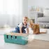 Relaxdays Kabelbox mit Holzdeckel Hellbraun ürkis