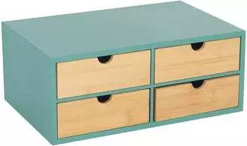 Relaxdays Schreibtisch Organizer 4 Schubladen Hellbraun ürkis