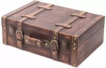 HMF VKO103 Vintage Koffer Holz 38 x 26 x 13 cm Deko Klassik