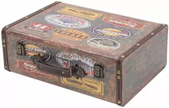 HMF VKO107 Vintage Koffer Holz 38 x 26 x 13 cm Deko Garage
