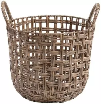 casa NOVA Aufbewahrungskorb Ø 23 cm LEDAS H 28 Braun Kunststoffgeflecht Metall