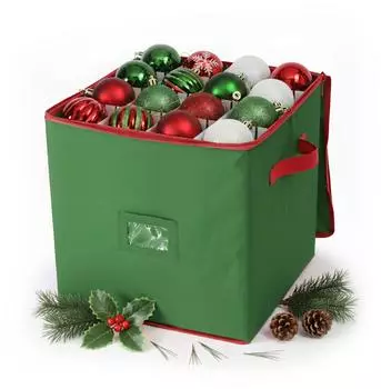 Relaxdays Weihnachtskugel Aufbewahrungsbox Grün ot