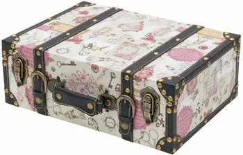 HMF VKO105 Vintage Koffer Holz 38 x 26 x 13 cm Deko Barock