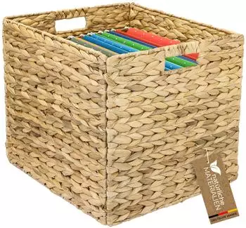 HMF Aufbewahrungskorb DIN A4 H&auml;ngeregister Korb Geflochten Wasserhyazinthe zu Kallax 33 x 38 x 32 cm