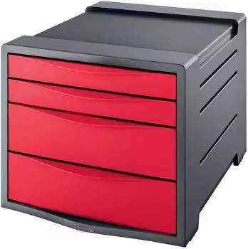 Esselte Schubladenset Vivida PS 4 Schubladen dunkelgrau/rot