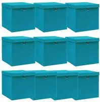 vidaXL Aufbewahrungsboxen mit Deckeln 10Stk. Babyblau 32x32x32cm Stoff