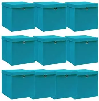 vidaXL Aufbewahrungsboxen mit Deckeln 10Stk. Babyblau 32x32x32cm Stoff