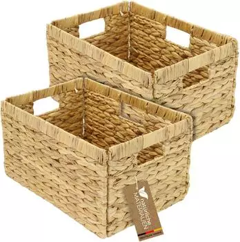 HMF 37249-S2 Aufbewahrungskorb Korb Wasserhyazinthe 2er Set Billy 35 x 25 x 20 cm
