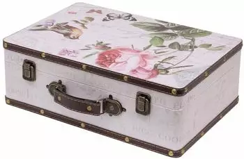 HMF VKO102 Vintage Koffer Holz 38 x 26 x 13 cm Deko Rose