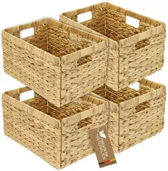 HMF 37249-S4 Aufbewahrungskorb Korb Wasserhyazinthe 4er Set Billy 35 x 25 x 20 cm