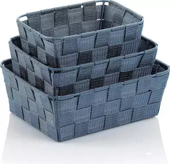 Kela Korb-Set Alvaro PP-Faserband rauchblau 3Stk