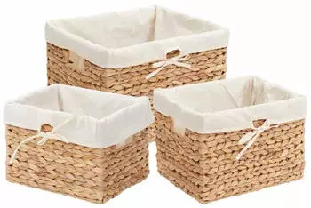 vidaXL Aufbewahrungsk&ouml;rbe 3 pcs Natur 35 x 30 x 25 cm Wasserhyazinthe