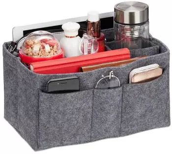 Relaxdays Taschenorganizer Handtasche Filz Grau