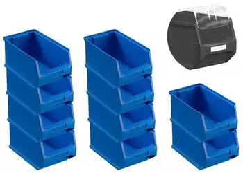 Proregal SparSet 10 x Blaue Sichtlagerbox 3.0 Mit Abdeckung HxBxT 12,5 x 14,5 x 23,5 cm 2,8 Liter Sichtlagerbeh&auml;lter Sichtlagerkasten