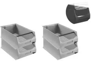 Proregal SuperSparSet 4 x Graue Sichtlagerbox 5.1 Mit Griffstange und Abdeckung HxBxT 20 30 50 cm 21,8 Liter Sichtlagerbeh&auml;lter Sichtlagerkasten