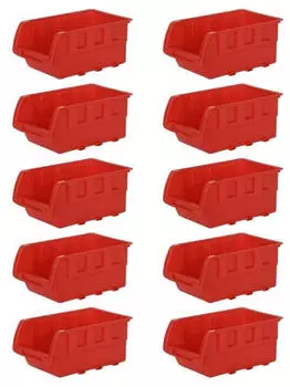 Proregal Sichtlagerkasten aus Kunststoff Rot BxHxT 12x16x23cm10 St&uuml;ck
