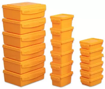 Betzold Aufbewahrungsboxen-Set, Farbe: gelb, Setgr&ouml;&szlig;e: 18-tlg.