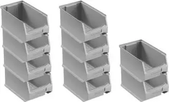 Proregal SparSet 10 x Graue Sichtlagerbox 3.0 HxBxT 12,5 x 14,5 x 23,5 cm 2,8 Liter Sichtlagerbeh&auml;lter Sichtlagerkasten
