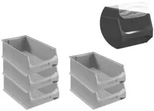 Proregal SparSet 5 x Graue Sichtlagerbox 5.0 Mit Abdeckung HxBxT 20 x 30 x 50 cm 21,8 Liter Sichtlagerbeh&auml;lter Sichtlagerkasten