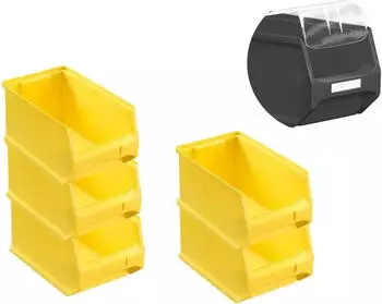 Proregal SparSet 5 x Gelbe Sichtlagerbox 3.0 Mit Abdeckung HxBxT 12,5 x 14,5 x 23,5 cm 2,8 Liter Sichtlagerbeh&auml;lter Sichtlagerkasten