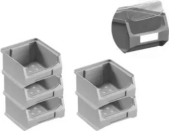 Proregal SparSet 5 x Graue Sichtlagerbox 1.0 Mit Abdeckung HxBxT 6 x 10 x 10 cm 0,4 Liter Sichtlagerbeh&auml;lter Sichtlagerkasten