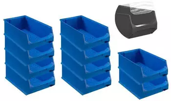 Proregal SparSet 10 x Blaue Sichtlagerbox 5.0 Mit Abdeckung HxBxT 20 x 30 x 50 cm 21,8 Liter Sichtlagerbeh&auml;lter Sichtlagerkasten