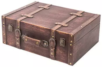 HMF VKO103 Vintage Koffer Holz 44 x 32 x 16 cm Deko Klassik