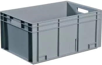 Tecwerk Transportbeh&auml;lter L400xB300xH220mm grau PP Durchfassgr.Seitenw.geschl.