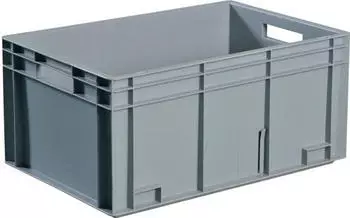 Tecwerk Transportbeh&auml;lter L600xB400xH280mm grau PP Durchfassgr.Seitenw.geschl.