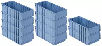 Proregal SparSet 10 x Regalkasten 500 BH Mit Etikett und Schutzhaube HxBxT 14 x 23,4 x 50 cm 12,6 Liter Sichtlagerkasten Sortimentskasten