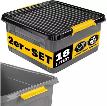 Monzana Stapelbare Aufbewahrungsbox mit Deckel 18L BPA-frei, 2er-Set (997700)