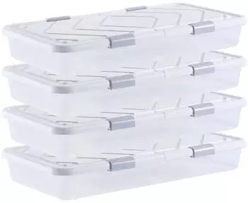 VEVOR Unterbett-Aufbewahrungsbox rollbar mit Deckel, 4er-Set, 805x396x175mm (3006)
