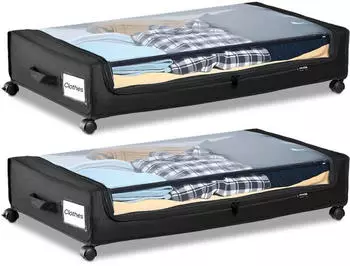 VEVOR Unterbett-Aufbewahrungsbox Oxford-Gewebe rollbar transparent 2er-Set (770x470x173mm)